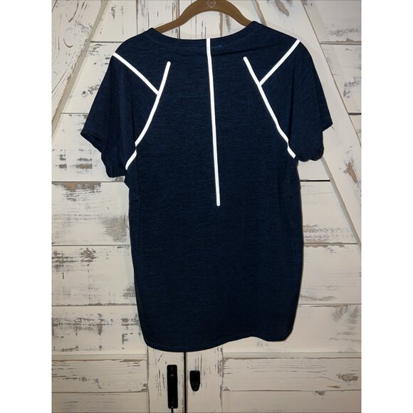 lululemon lab Blue Crewneck T-Shirt Limited Edition Womens 6 Mesh Reflector - Picture 6 of 7